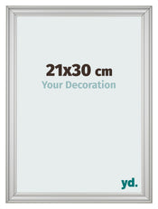 Cadre Photo 21x30cm Argent Mat MDF Lazio De Face Mesure | Yourdecoration.fr
