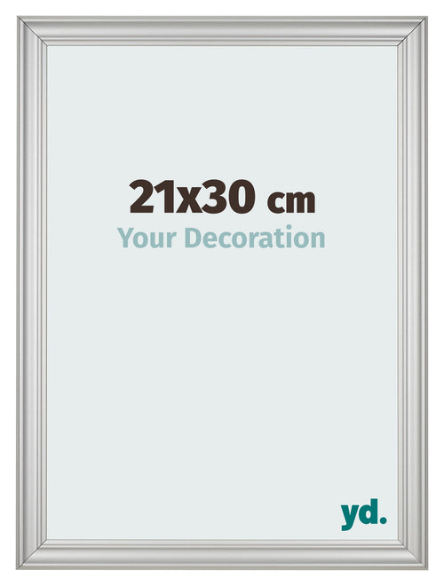 Cadre Photo 21x30cm Argent Mat MDF Lazio De Face Mesure | Yourdecoration.fr