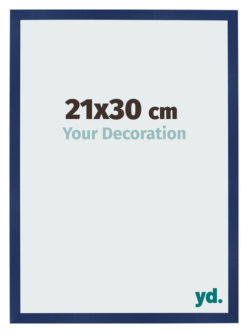 Cadre Photo 21x30cm Bleu Foncé Patiné MDF Bologna De Face Mesure | Yourdecoration.fr