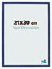 Cadre Photo 21x30cm Bleu Foncé Patiné MDF Bologna De Face Mesure | Yourdecoration.fr