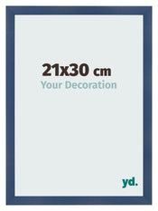 Cadre Photo 21x30cm Bleu Fonce Patine MDF Pisa De Face Mesure | Yourdecoration.fr