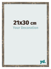 Cadre Photo 21x30cm Bleu Or Mélangé MDF Bologna De Face Mesure | Yourdecoration.fr