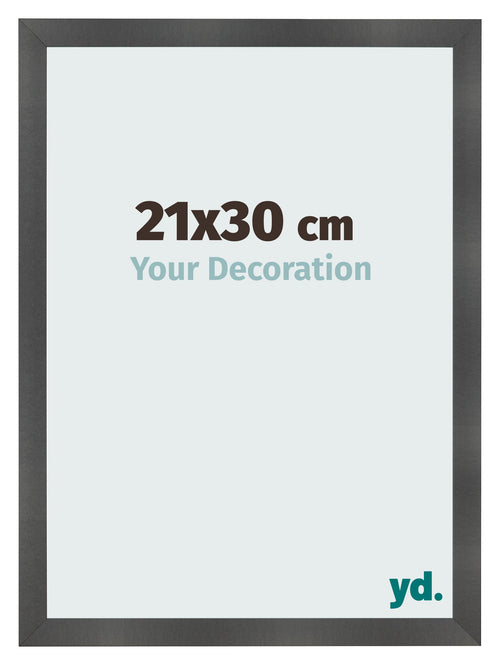 Cadre Photo 21x30cm Noir Argent Poli MDF Pisa De Face Mesure | Yourdecoration.fr
