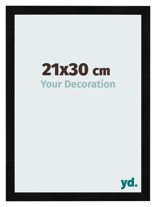 Cadre Photo 21x30cm Noir Argent Poli MDF Pisa De Face Mesure | Yourdecoration.fr