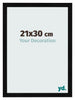 Cadre Photo 21x30cm Noir Argent Poli MDF Pisa De Face Mesure | Yourdecoration.fr
