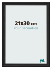 Cadre Photo 21x30cm Noir Grain de Bois MDF Lazio De Face Mesure | Yourdecoration.fr