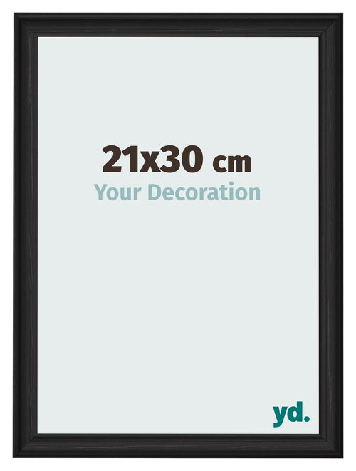 Cadre Photo 21x30cm Noir Grain de Bois MDF Lazio De Face Mesure | Yourdecoration.fr