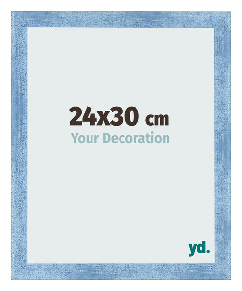 Cadre Photo 24x30cm Bleu Brillant Patine MDF Pisa De Face Mesure | Yourdecoration.fr