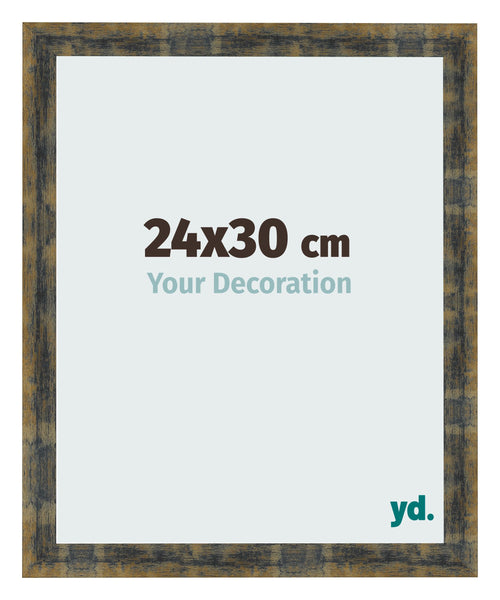 Cadre Photo 24x30cm Bleu Or Melange MDF Pisa De Face Mesure | Yourdecoration.fr
