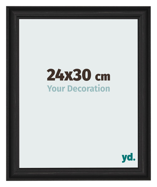 Cadre Photo 24x30cm Noir Grain de Bois MDF Lazio De Face Mesure | Yourdecoration.fr