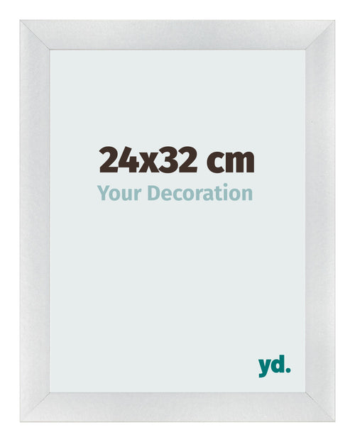 Cadre Photo 24x32cm Argent Noir Patine MDF Pisa De Face Mesure | Yourdecoration.fr
