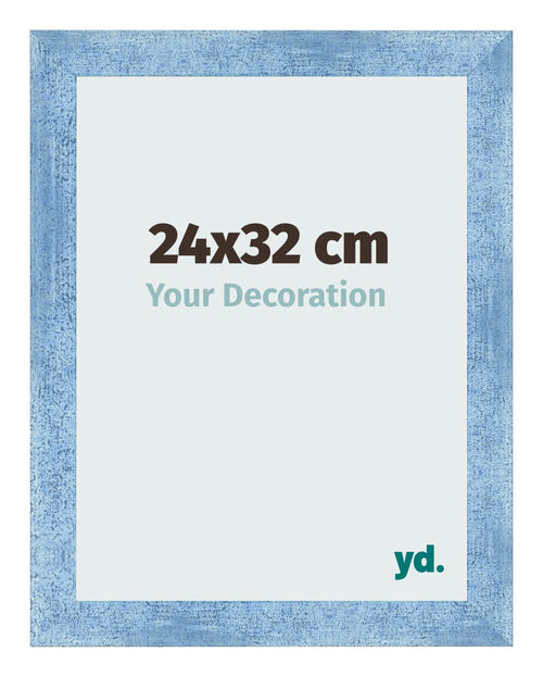 Cadre Photo 24x32cm Bleu Brillant Patine MDF Pisa De Face Mesure | Yourdecoration.fr
