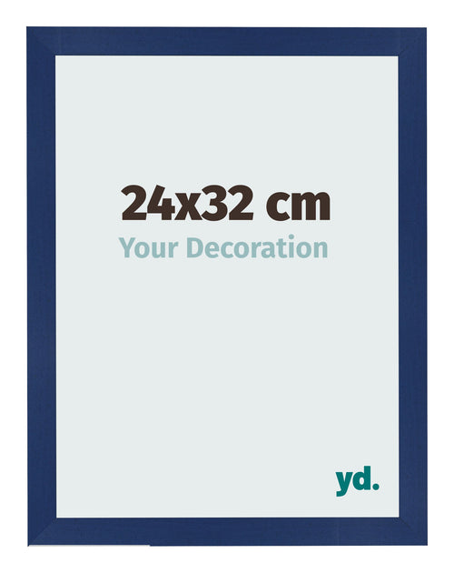 Cadre Photo 24x32cm Bleu Foncé Patiné MDF Bologna De Face Mesure | Yourdecoration.fr