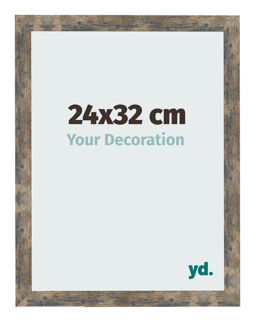 Cadre Photo 24x32cm Bleu Or Mélangé MDF Bologna De Face Mesure | Yourdecoration.fr