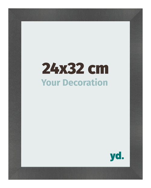 Cadre Photo 24x32cm Noir Argent Poli MDF Pisa De Face Mesure | Yourdecoration.fr