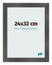 Cadre Photo 24x32cm Noir Argent Poli MDF Pisa De Face Mesure | Yourdecoration.fr