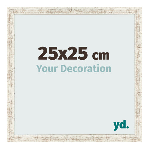 Cadre Photo 25x25cm Blanc Vintage MDF Bologna De Face Mesure | Yourdecoration.fr