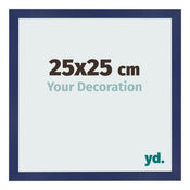 Cadre Photo 25x25cm Bleu Foncé Patiné MDF Bologna De Face Mesure | Yourdecoration.fr