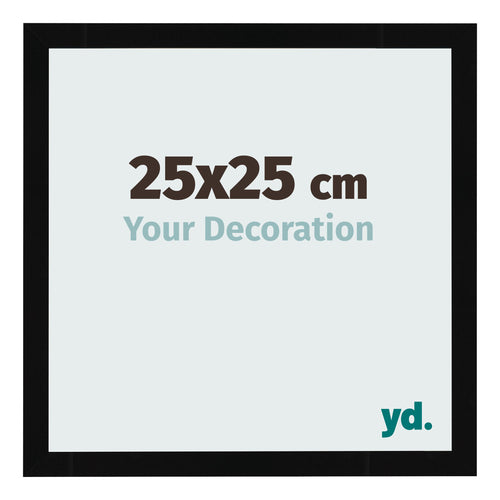 Cadre Photo 25x25cm Noir Brillant MDF Bologna De Face Mesure | Yourdecoration.fr