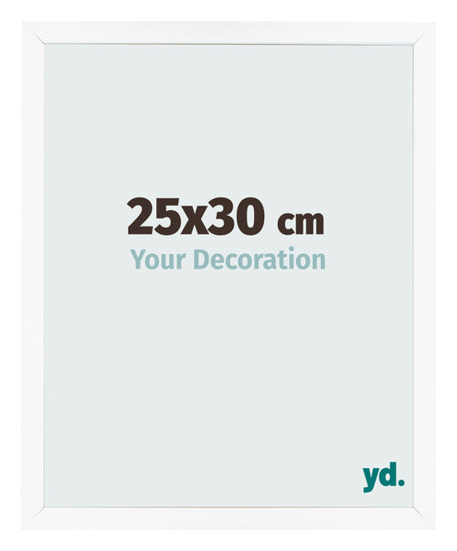 Cadre Photo 25x30 cm Blanc Mat MDF Bologna De Face Mesure | Yourdecoration.fr
