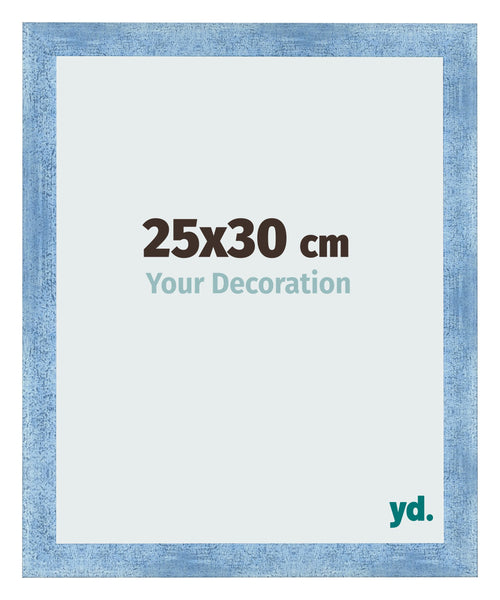 Cadre Photo 25x30cm Bleu Brillant Patine MDF Pisa De Face Mesure | Yourdecoration.fr