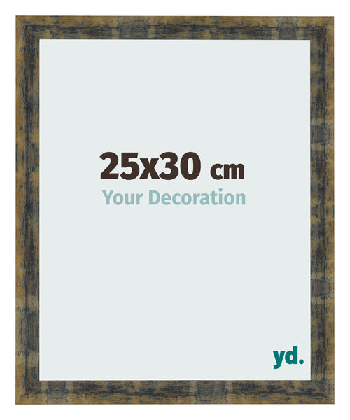 Cadre Photo 25x30cm Bleu Or Melange MDF Pisa De Face Mesure | Yourdecoration.fr