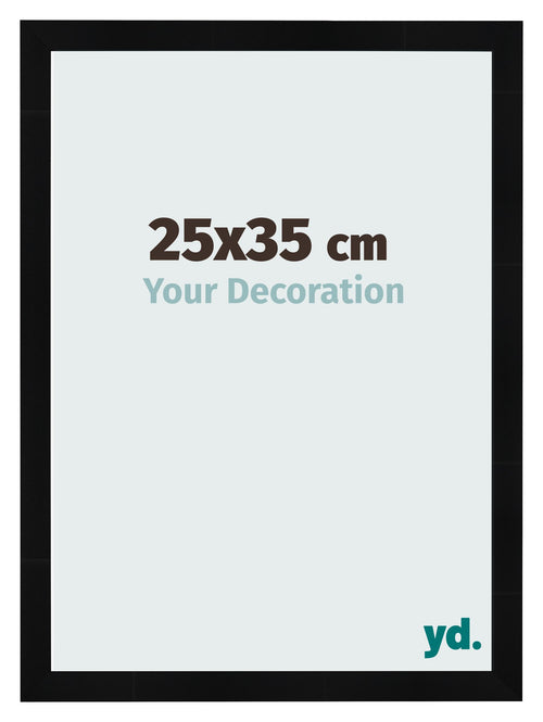 Cadre Photo 25x35cm Noir Argent Poli MDF Pisa De Face Mesure | Yourdecoration.fr