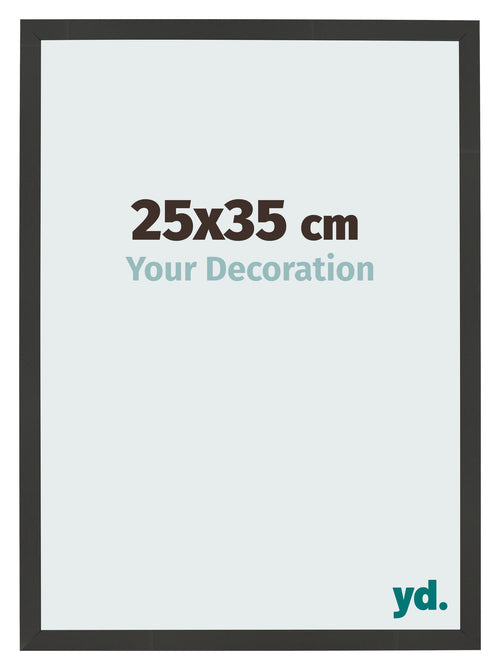 Cadre Photo 25x35cm Noir Grain de Bois MDF Bologna De Face Mesure | Yourdecoration.fr