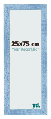 Cadre Photo 25x75cm Bleu Brillant Patine MDF Pisa De Face Mesure | Yourdecoration.fr