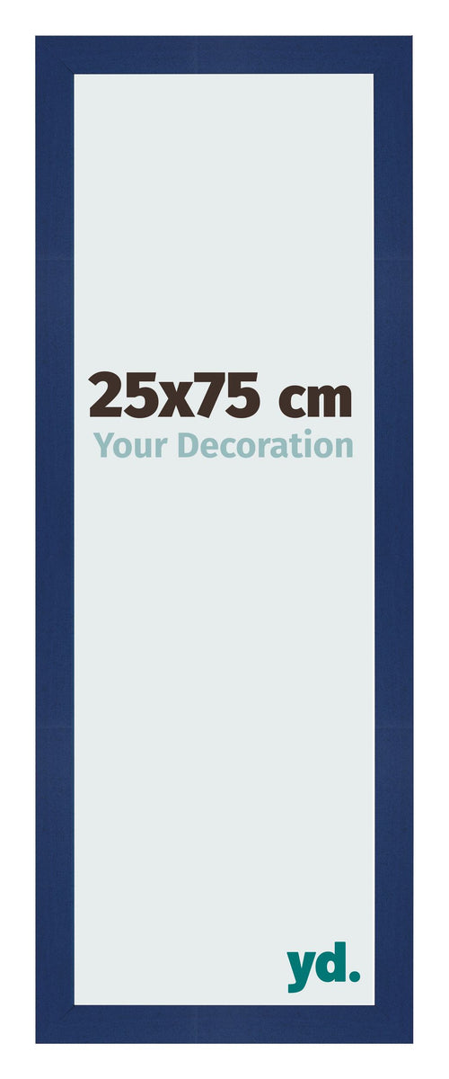 Cadre Photo 25x75cm Bleu Foncé Patiné MDF Bologna De Face Mesure | Yourdecoration.fr