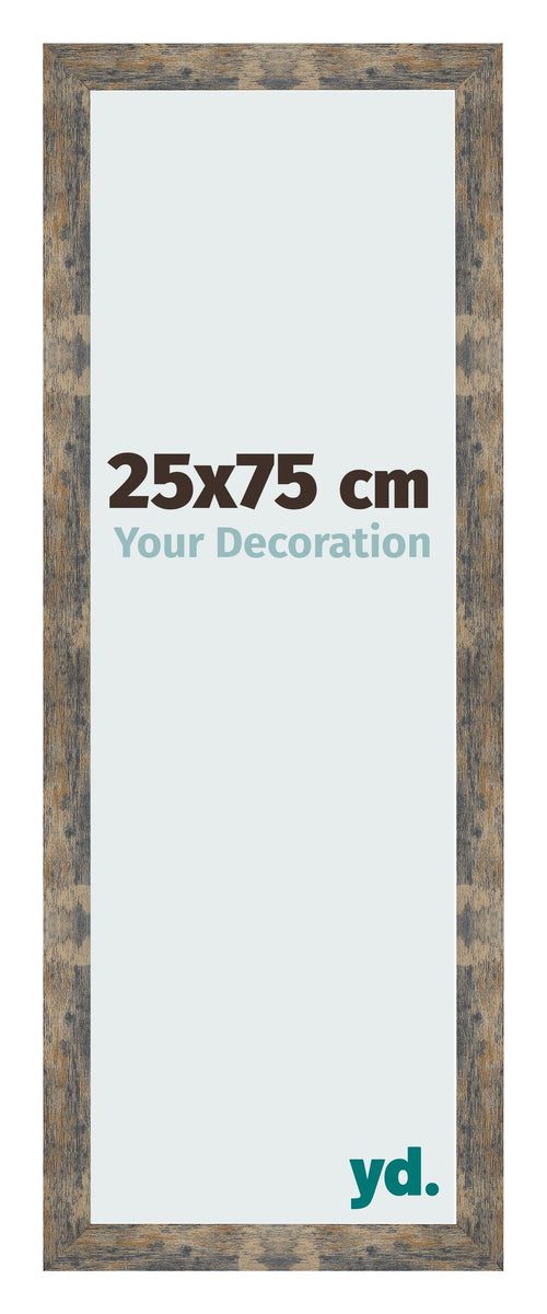 Cadre Photo 25x75cm Bleu Or Mélangé MDF Bologna De Face Mesure | Yourdecoration.fr