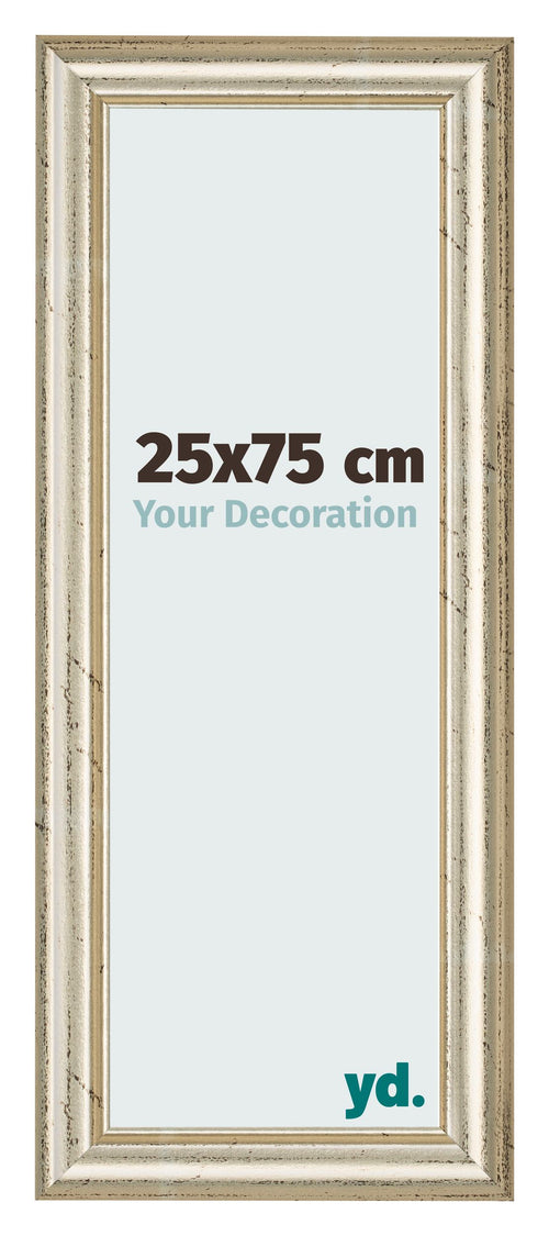 Cadre Photo 25x75cm Brillance Metallique MDF Lazio De Face Mesure | Yourdecoration.fr