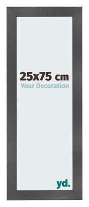 Cadre Photo 25x75cm Noir Argent Poli MDF Pisa De Face Mesure | Yourdecoration.fr