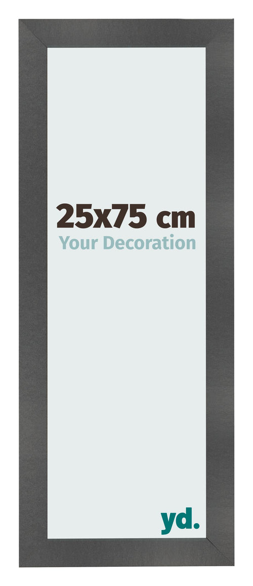 Cadre Photo 25x75cm Noir Argent Poli MDF Pisa De Face Mesure | Yourdecoration.fr