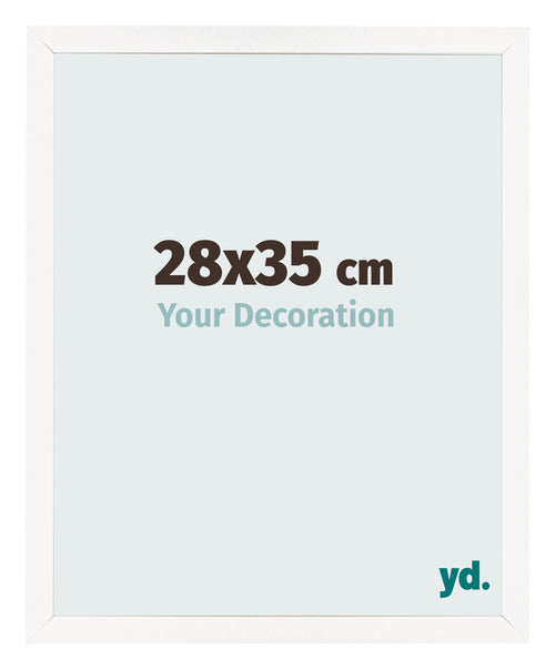 Cadre Photo 28x35 cm Blanc Brillant MDF Bologna De Face Mesure | Yourdecoration.fr