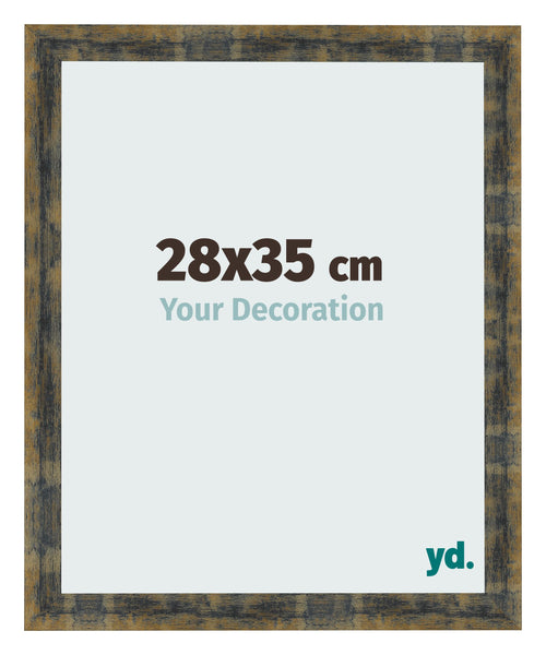 Cadre Photo 28x35cm Bleu Or Melange MDF Pisa De Face Mesure | Yourdecoration.fr