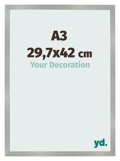 Cadre Photo 29 7x42cm A3 Aluminium Brossé MDF Bologna De Face Mesure | Yourdecoration.fr