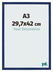 Cadre Photo 29 7x42cm A3 Bleu Foncé Patiné MDF Bologna De Face Mesure | Yourdecoration.fr