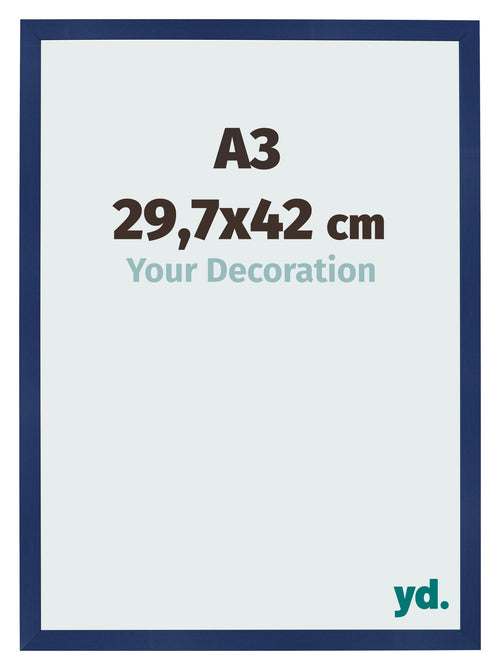 Cadre Photo 29 7x42cm A3 Bleu Foncé Patiné MDF Bologna De Face Mesure | Yourdecoration.fr