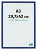 Cadre Photo 29 7x42cm A3 Bleu Foncé Patiné MDF Bologna De Face Mesure | Yourdecoration.fr