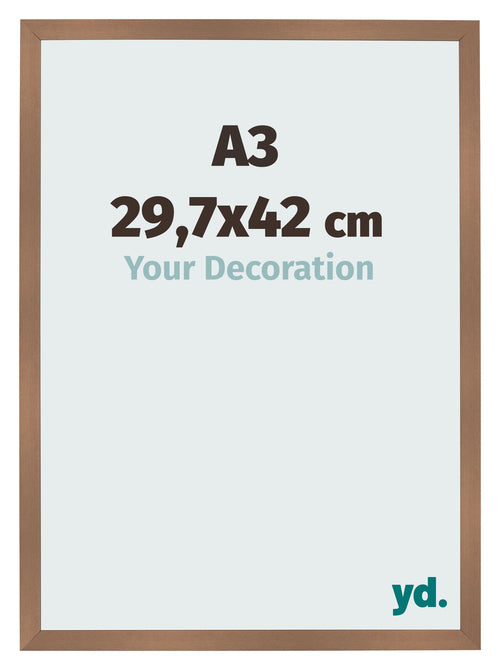 Cadre Photo 29 7x42cm A3 Cuivre Décor MDF Bologna De Face Mesure | Yourdecoration.fr