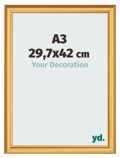 Cadre Photo 29 7x42cm A3 Or Mat MDF Lazio De Face Mesure | Yourdecoration.fr