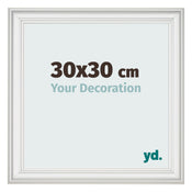 Cadre Photo 30x30cm Blanc Patine MDF Lazio De Face Mesure | Yourdecoration.fr