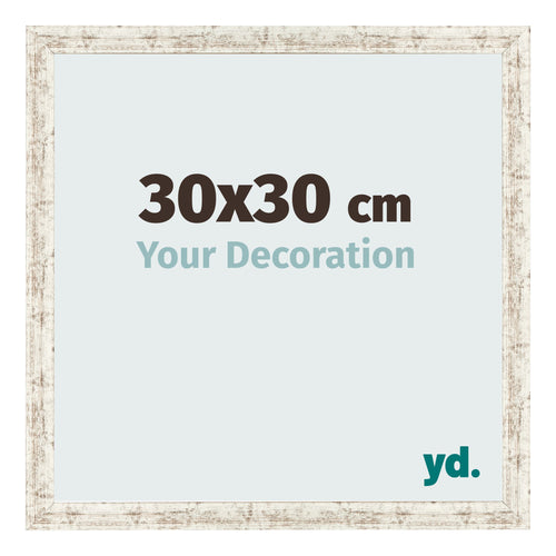 Cadre Photo 30x30cm Blanc Vintage MDF Bologna De Face Mesure | Yourdecoration.fr