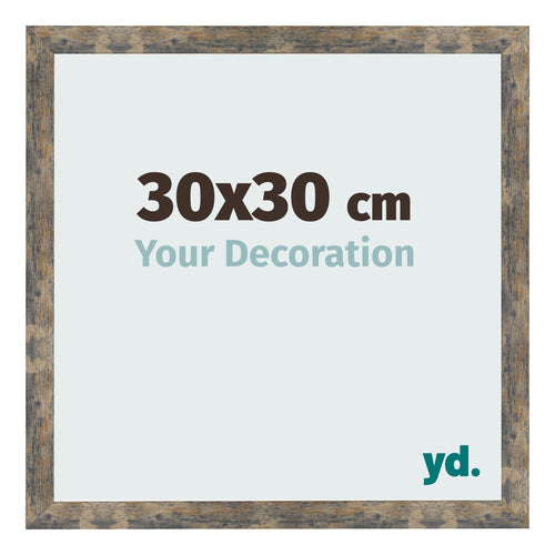 Cadre Photo 30x30cm Bleu Or Mélangé MDF Bologna De Face Mesure | Yourdecoration.fr