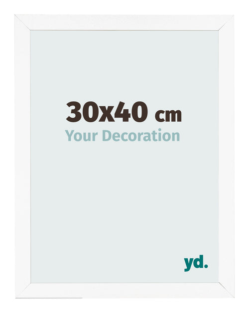 Cadre Photo 30x40 cm Blanc Mat MDF Bologna De Face Mesure | Yourdecoration.fr