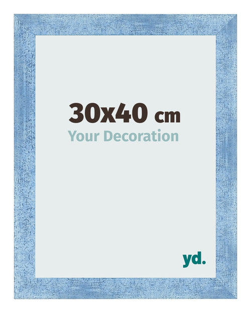 Cadre Photo 30x40cm Bleu Brillant Patine MDF Pisa De Face Mesure | Yourdecoration.fr