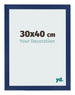 Cadre Photo 30x40cm Bleu Foncé Patiné MDF Bologna De Face Mesure | Yourdecoration.fr