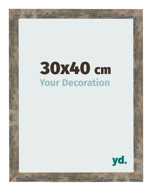 Cadre Photo 30x40cm Bleu Or Mélangé MDF Bologna De Face Mesure | Yourdecoration.fr