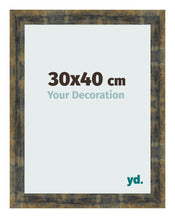 Cadre Photo 30x40cm Bleu Or Melange MDF Pisa De Face Mesure | Yourdecoration.fr